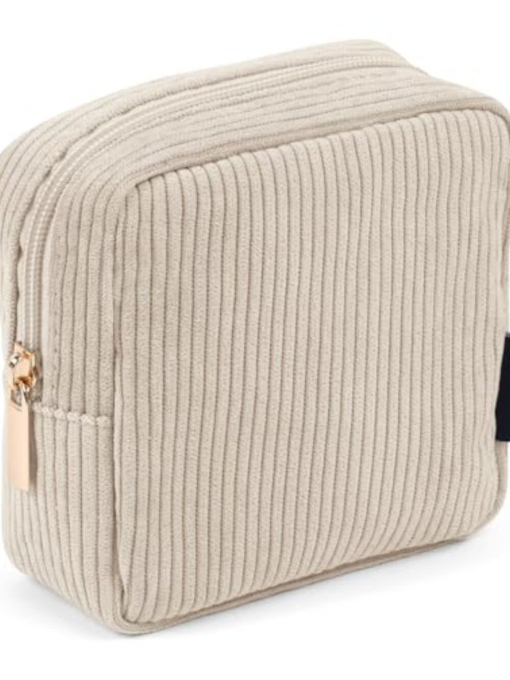 Corduroy Leather Cosmetic Pouch Small Travel Makeup Bag Zip Top